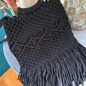 Danielle Nicole Black Macrame Crossbody Bag